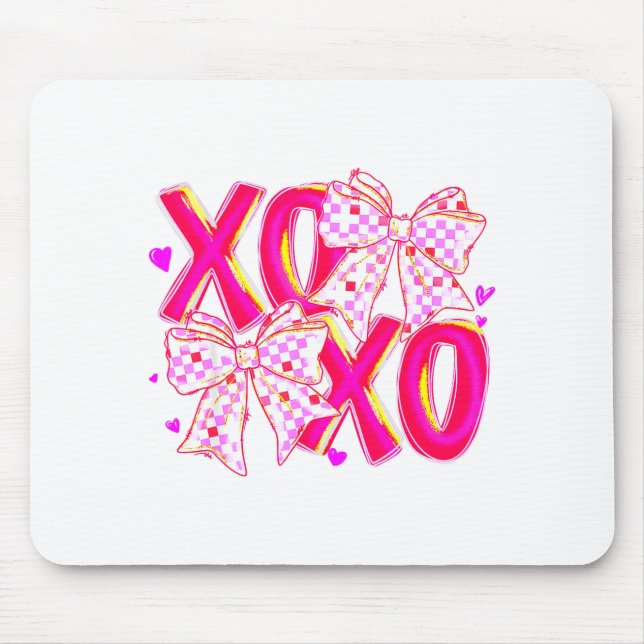 Mousepad Coquette Valentine Xoxo Funny Valentine Bow Hearts (Frente)
