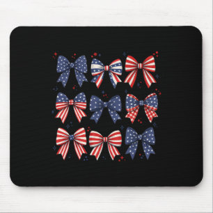 Mousepad Coquette Vermelho Branco E Azul Laços Patrióticos 