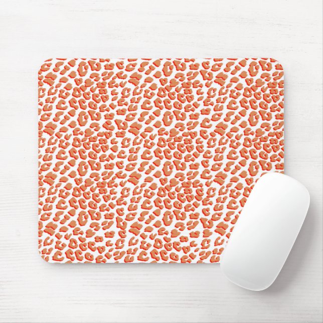 Mousepad Cor âmbar e Impressão Leopardo Branco (Com mouse)