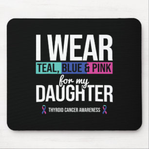 Mousepad Cor Azul Teal Rosa Para Cancer Filha Da Tiroide Aw