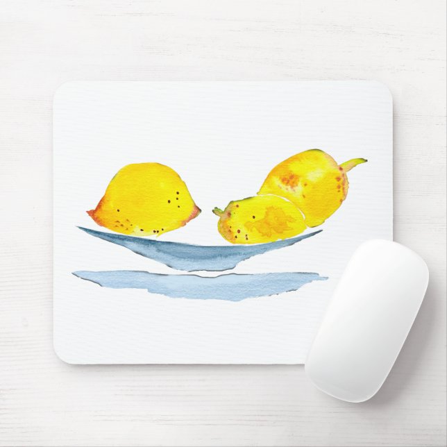 Mousepad Cor da água fruta amarela limões (Com mouse)