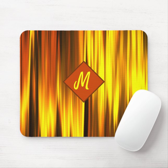 Mousepad Cor da Chama de Fogo do Monograma Amarelo Vermelho (Com mouse)