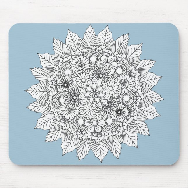 Mousepad Cor da Flor Azul-Claro e Branco (Frente)