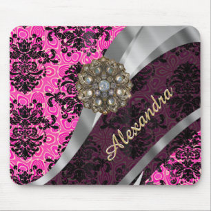 Mousepad Cor damasco cor-de-rosa feminino bonito