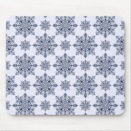 Mousepad Cor damasco de flocos de neve azuis