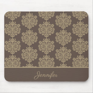Mousepad Cor damasco de ouro floral elegante