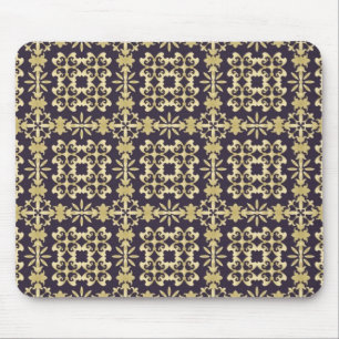 Mousepad Cor damasco do vintage da arte, ouro