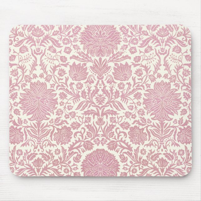 Mousepad Cor damasco floral cor-de-rosa (Frente)