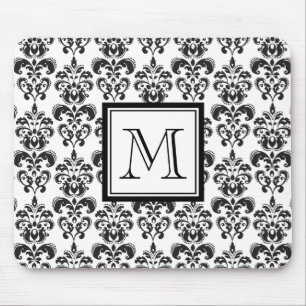Mousepad Cor damasco preta 2 com seu monograma