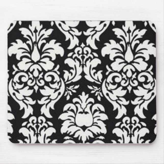 Mousepad Cor damasco preto e branco (Frente)