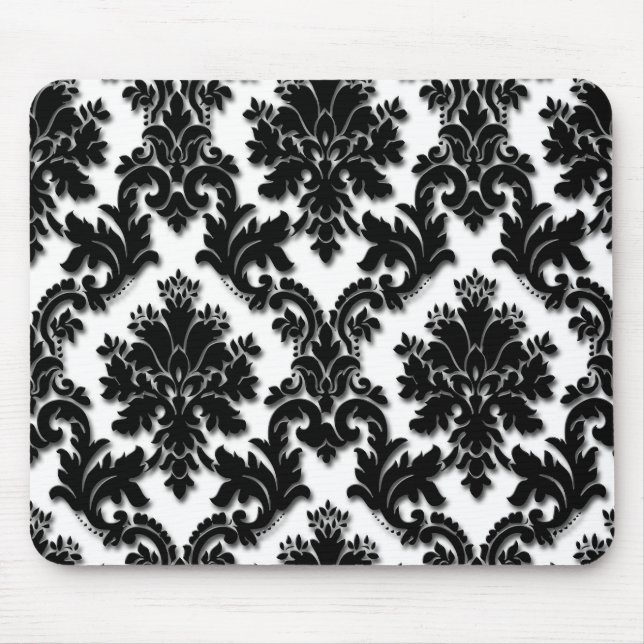 Mousepad Cor damasco preto e branco bonita (Frente)