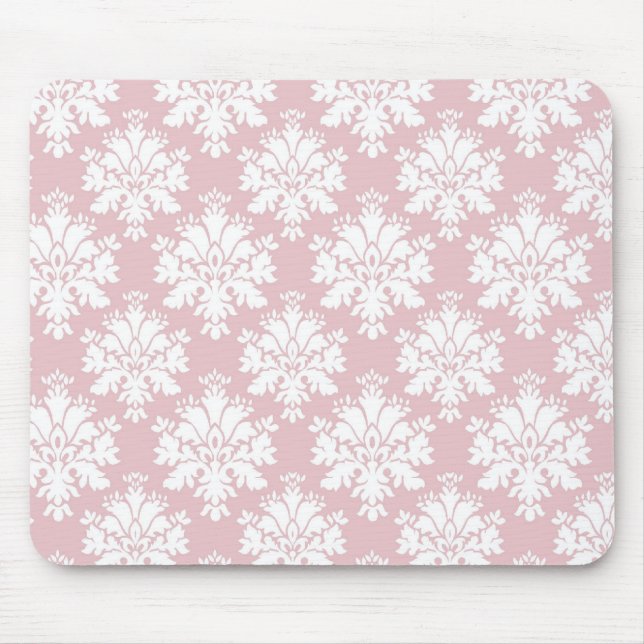 Mousepad cor damasco rosa-mudo e creme branco (Frente)