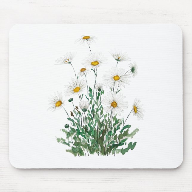 Mousepad cor-de-água branca Margaret daisy (Frente)