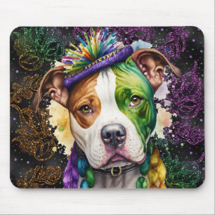MOUSEPAD COR DE ÁGUA CUTA MARDI GRAS PITBULL TERRIL CÃO