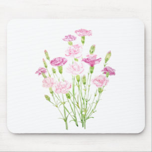 Mousepad cor-de-água das flores do cravo-rosa