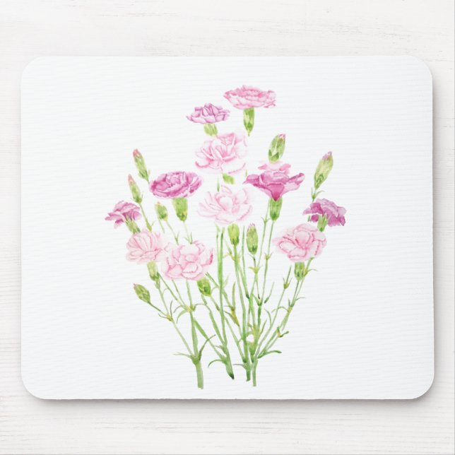 Mousepad cor-de-água das flores do cravo-rosa (Frente)