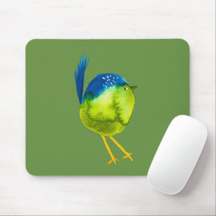 Mousepad Cor de água de aves verde-branca