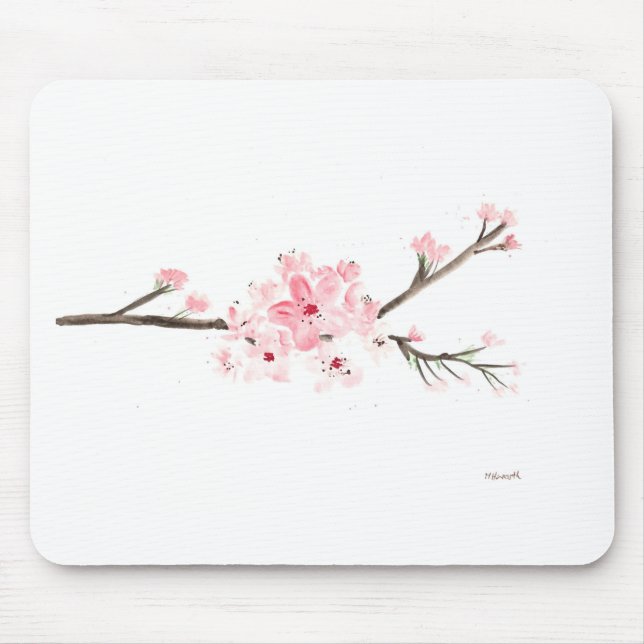 Mousepad Cor de água florada de cereja (Frente)