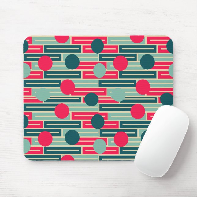 Mousepad Cor-de-rosa, azul claro, Retângulos e círculos do  (Com mouse)