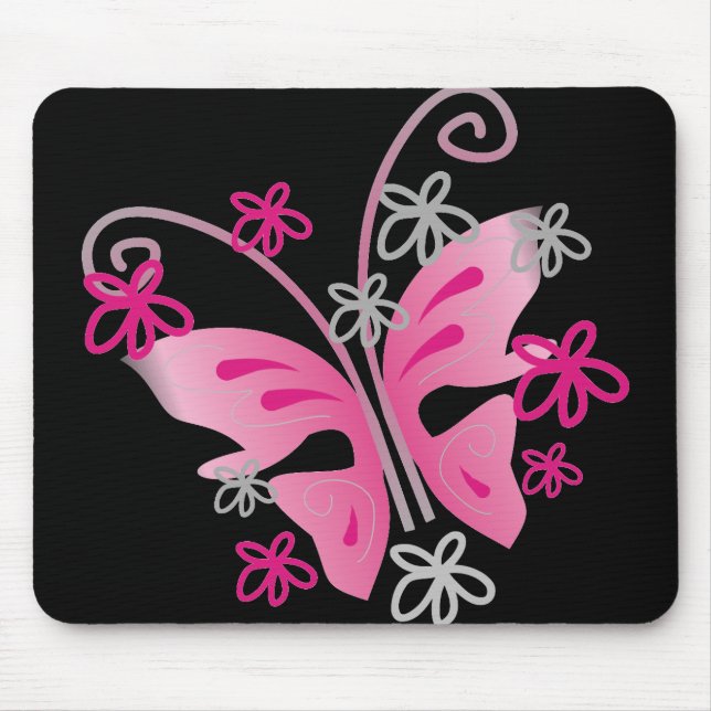 mousepad cor-de-rosa da borboleta (Frente)