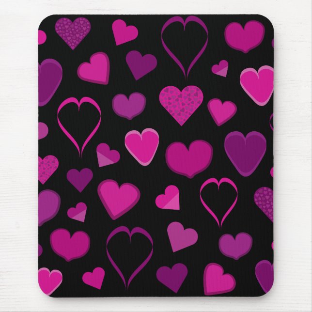 Mousepad cor-de-rosa & do lilac dos corações (Frente)