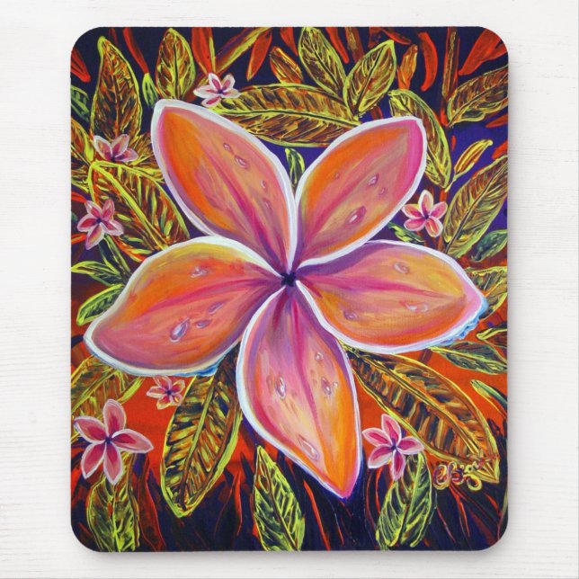 Mousepad cor-de-rosa do Plumeria de CBjork (Frente)