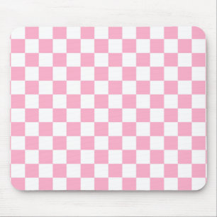 Mousepad Cor-de-rosa e branco verificados