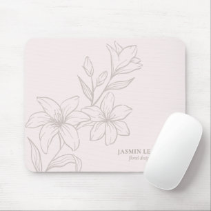 Mousepad Cor-de-rosa Floral Mínimo Chic