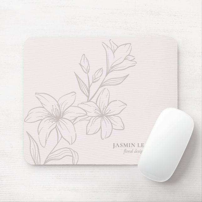 Mousepad Cor-de-rosa | Floral Mínimo Chic (Com mouse)