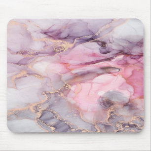 Mousepad cor-de-rosa, púrpura, mármore ouro