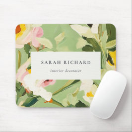 Mousepad Cor de rosa verde pintada cor-de-rosa chic boho