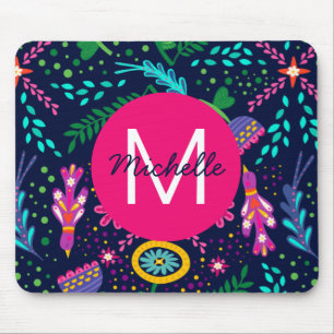 Mousepad Cor Floral Caótica Colorida Brilhante Azul Persona
