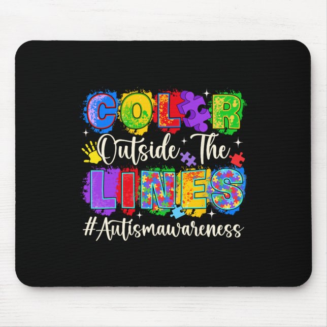 Mousepad Cor Fora Das Linhas Autismo Sensibilização (Frente)