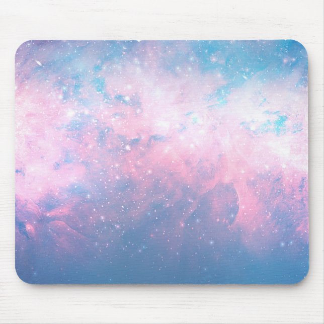 Mousepad Cor rosa e azul de algodão estrelado cósmico Candy (Frente)