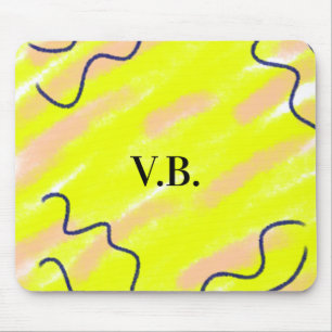 Mousepad Cor simples adicionar texto nome monograma amarelo