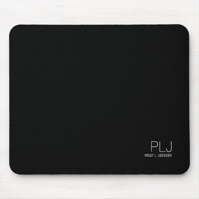 Mousepad cor simples preta com nome, simples e básico (Frente)