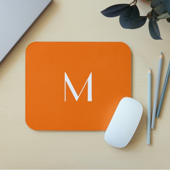 Mousepad cor sólida neon-laranja - adicionar monograma (Criador carregado)