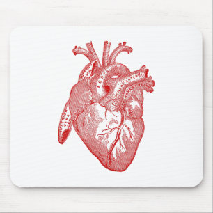Mousepad Coração anatômico antigo vermelho