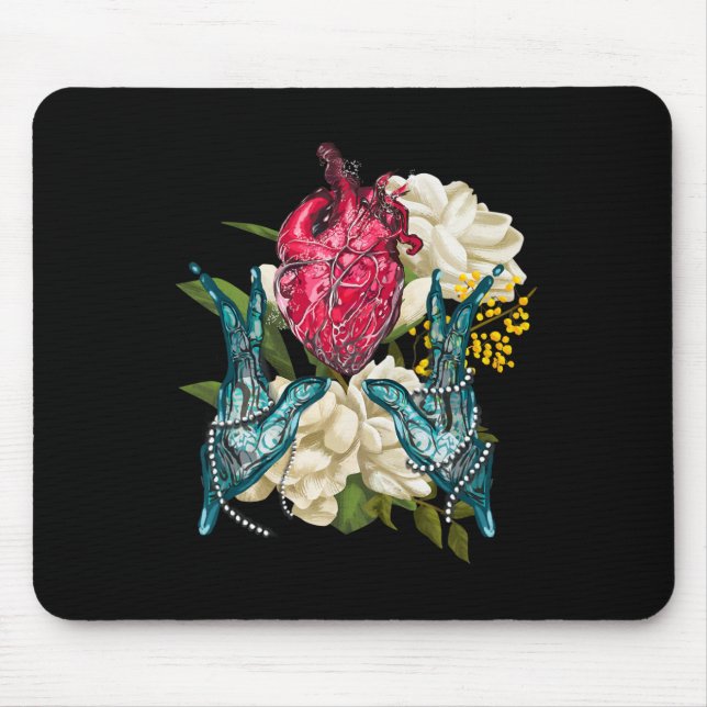 Mousepad Coração Anatômico E Flores Doutor Valentim (Frente)