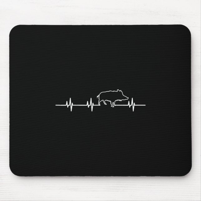 Mousepad Coração Batendo Ekg Javali Caçador Caça  (Frente)