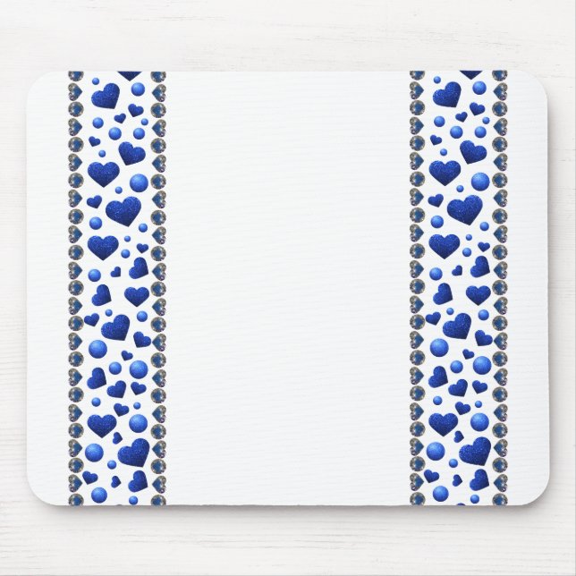 Mousepad Coração brilhante azul em branco (Frente)