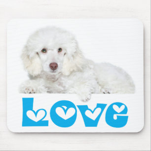 Mousepad Coração Cachorrinho Poodle Branco Amor