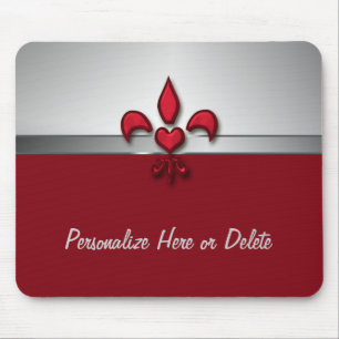 Mousepad Coração cinzento branco vermelho personalizado d