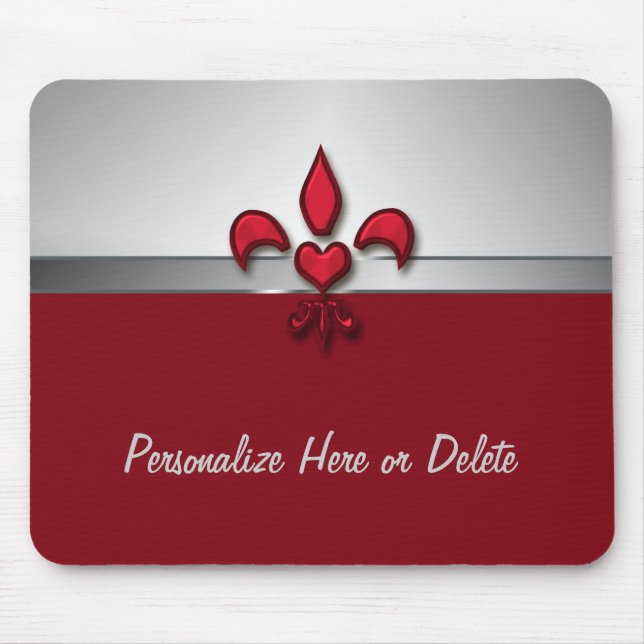 Mousepad Coração cinzento branco vermelho personalizado da (Frente)