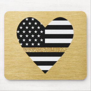 Mousepad Coração com Brilho de Linha Dourada fina