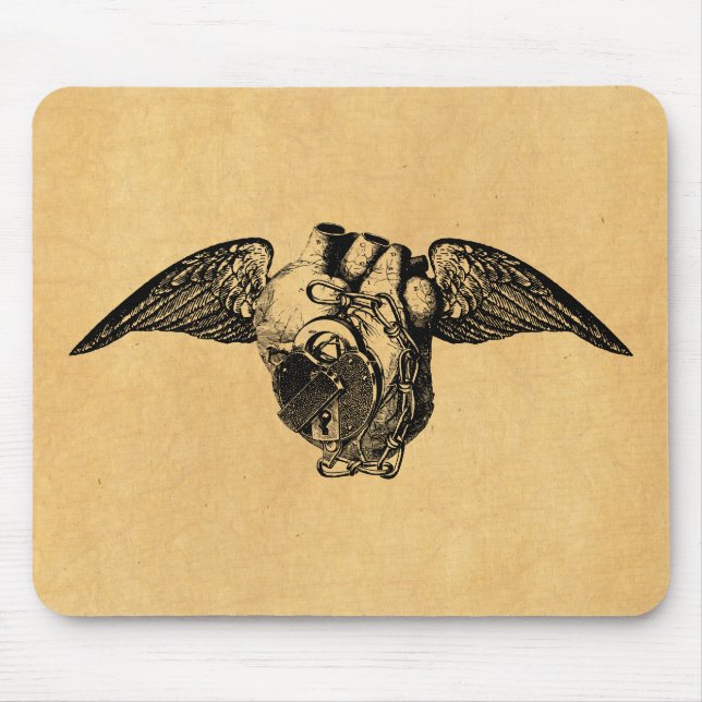 Mousepad Coração com Travas e Asas (Frente)