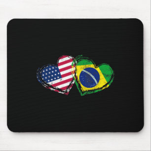 Mousepad Coração da Bandeira Americana do Brasil Amor Ameri