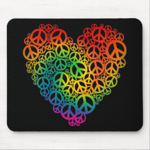 Mousepad Coração da paz do arco-íris