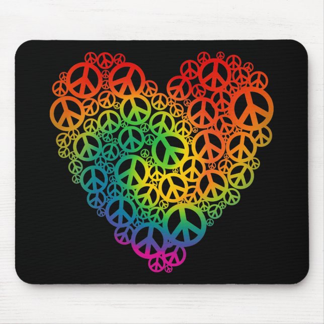 Mousepad Coração da paz do arco-íris (Frente)