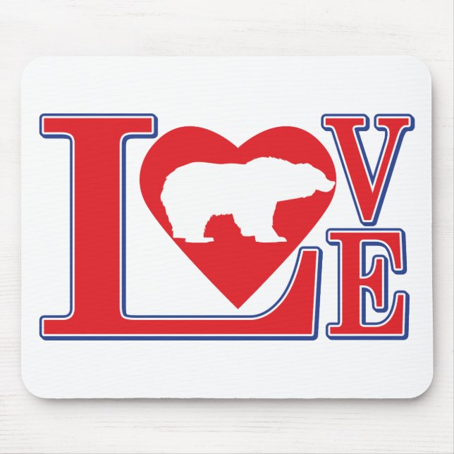Mousepad Coração de Amor do Urso Grizzly (Frente)